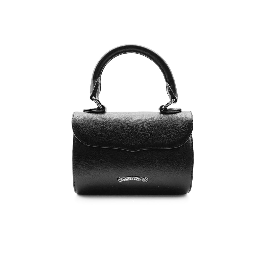 Chrome Hearts Doc Adams Silver Cross Black Handbag