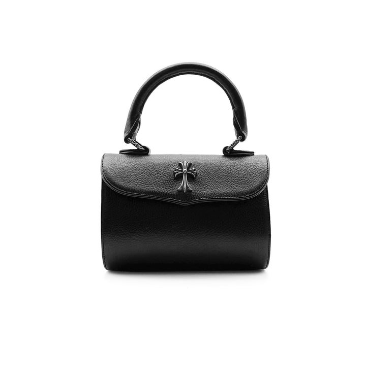 Chrome Hearts Doc Adams Silver Cross Black Handbag