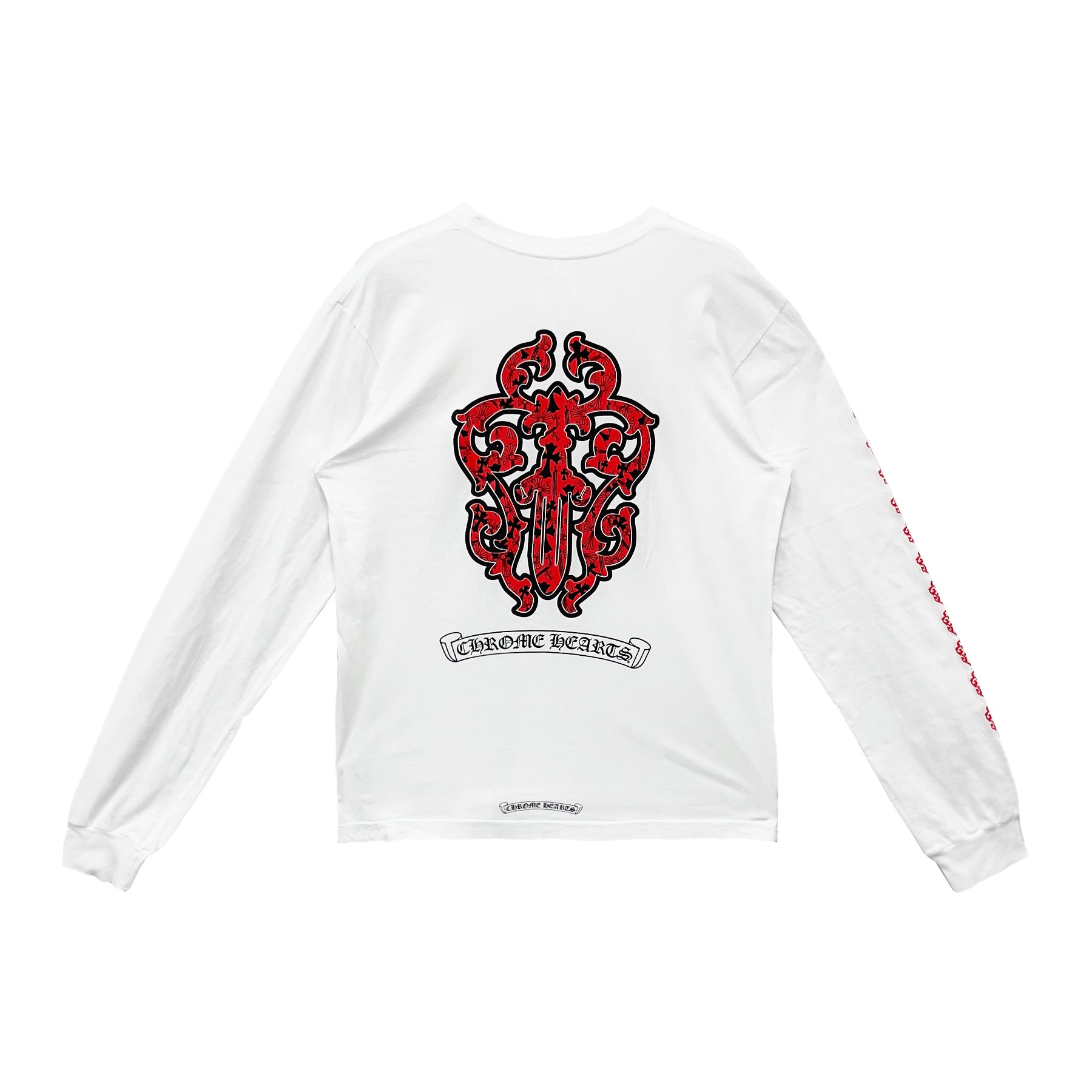 Chrome Hearts Red Dagger White Long Sleeve T-Shirt Tee - SRM