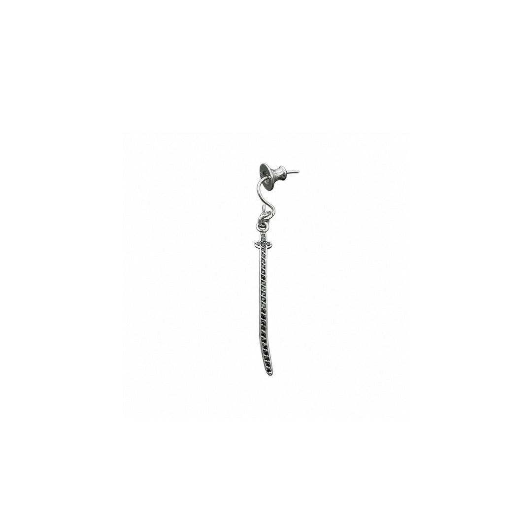 Chrome Hearts Silver Black Diamond Sword Earring Drop