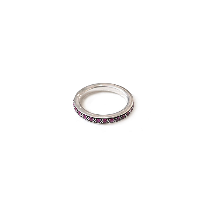 Chrome Hearts NTFL 925 Silver Pink Diamond Ring