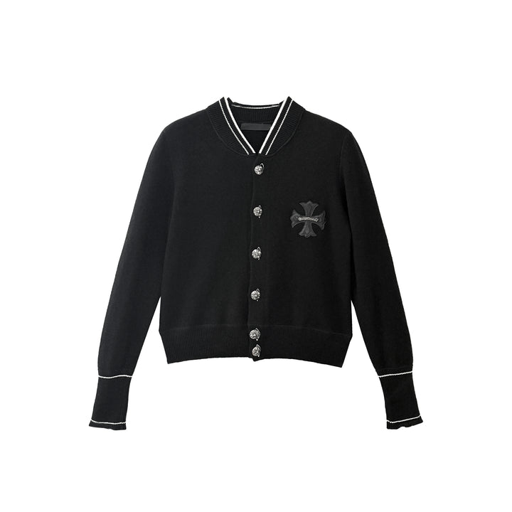 Chrome Hearts Cashmere Plus Cross patch Black Cardigan