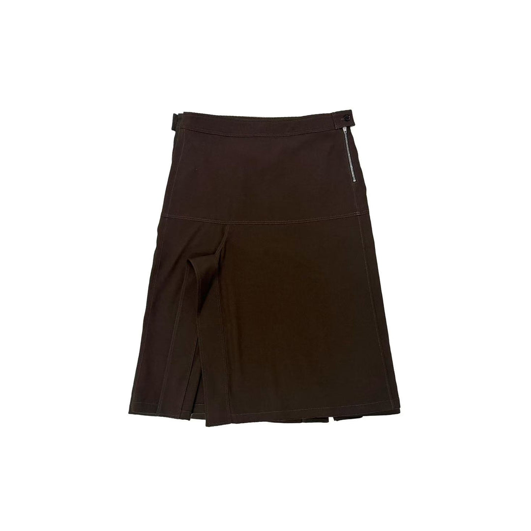 Lemaire Brown Asymmetrical Wrapover Skirt