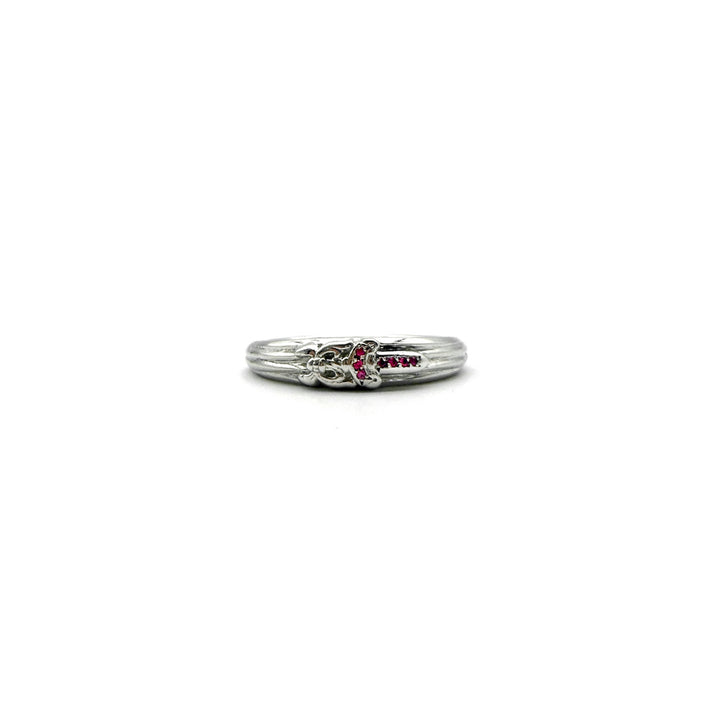 Chrome Hearts 18K White Gold Pink Saph Baby Dagger Ring