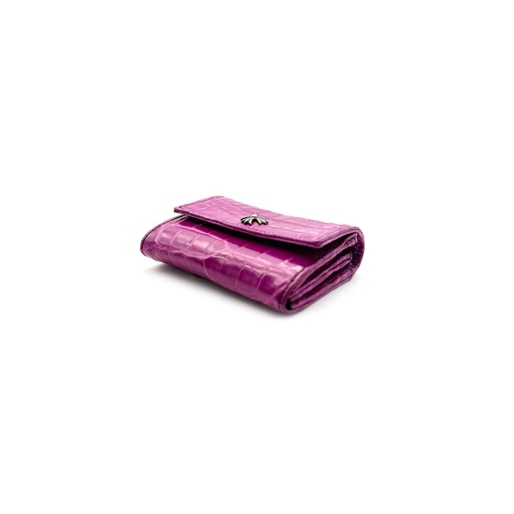 Chrome Hearts Purple Alligator Skin Silver Plus Cross Folded Cardholder