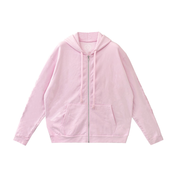 Chrome Hearts Pink Vine Dagger Beaded Zip Up Hoodie