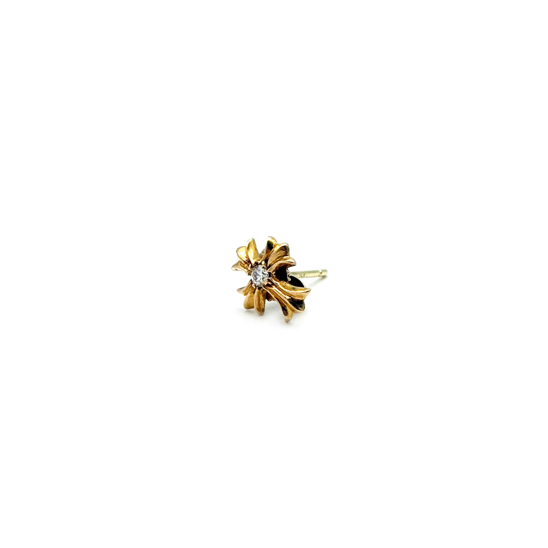 Chrome Hearts 22K Gold Diamond Cross Earring Stud