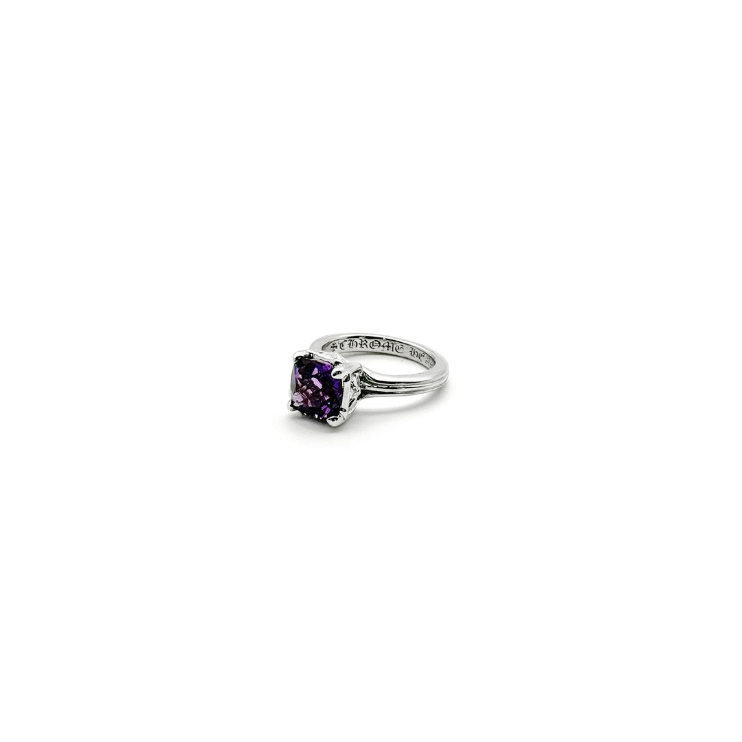 Chrome Hearts 18K White Gold Purple Saph Sugar Cube Ring