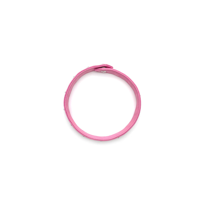 Chrome Hearts Silver Cross Pink Leather Choker