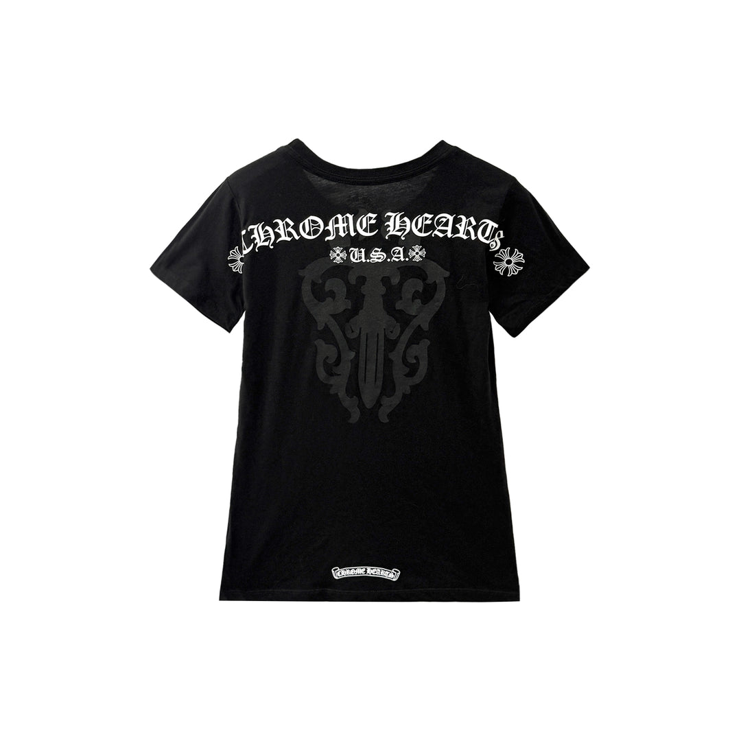 Chrome Hearts Script USA Dagger Women's Short Sleeve Tee
