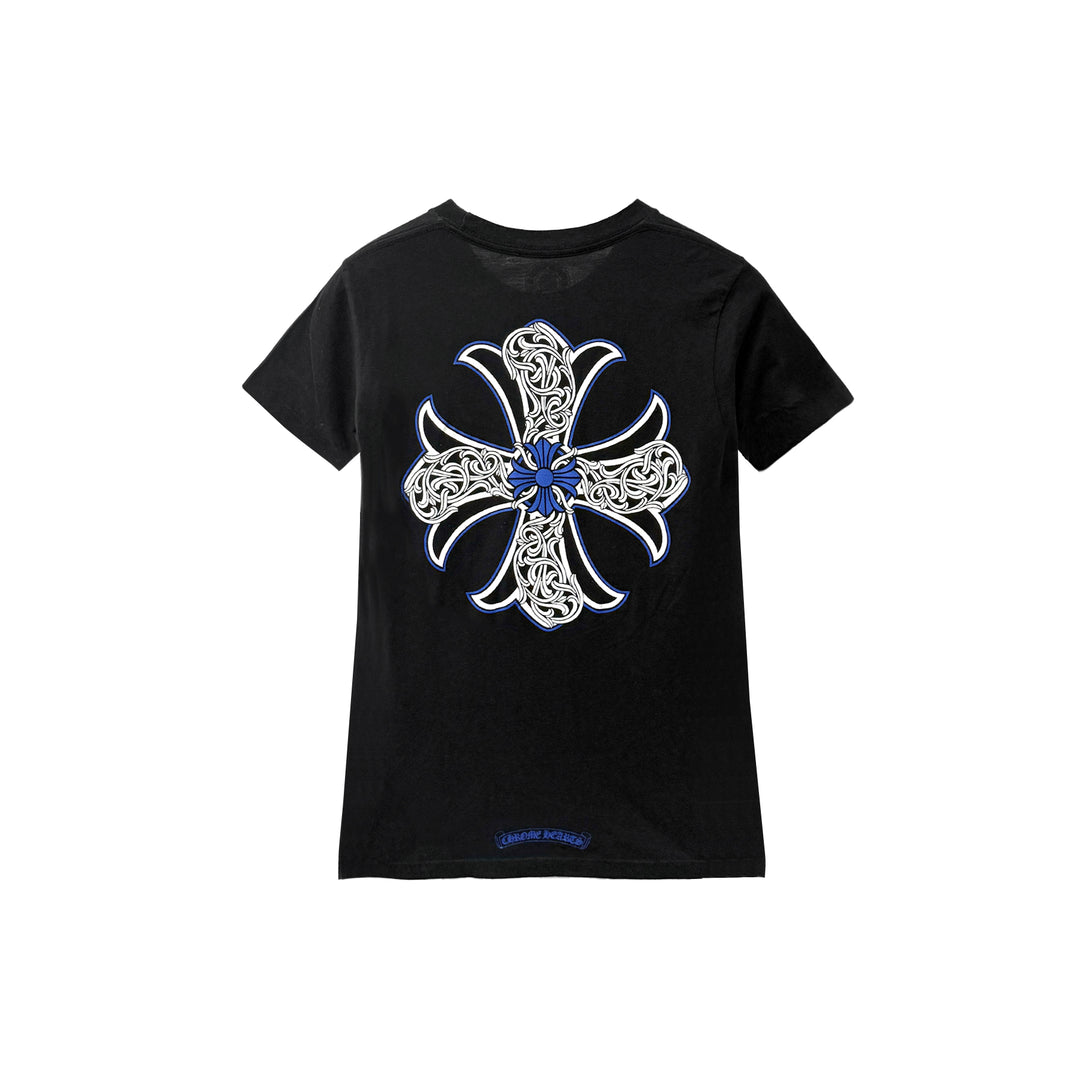 Chrome Hearts Blue Vine Plus Cross Women's Short Sleeve Tee