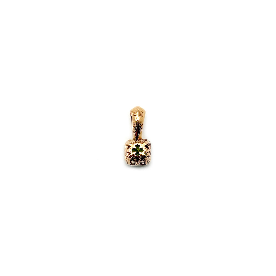 Chrome Hearts 22K Gold Emerald Sugar Cube Charm Pendant