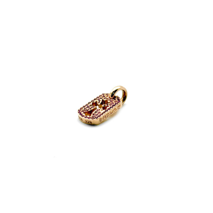Chrome Hearts 22K Gold Ruby Cross Dog Tag Pendant