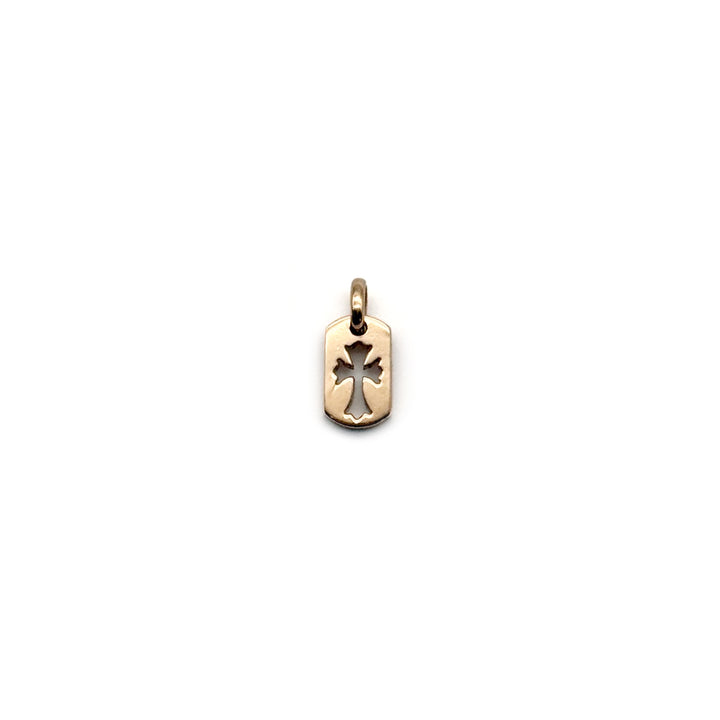 Chrome Hearts 22K Gold Ruby Cross Dog Tag Pendant