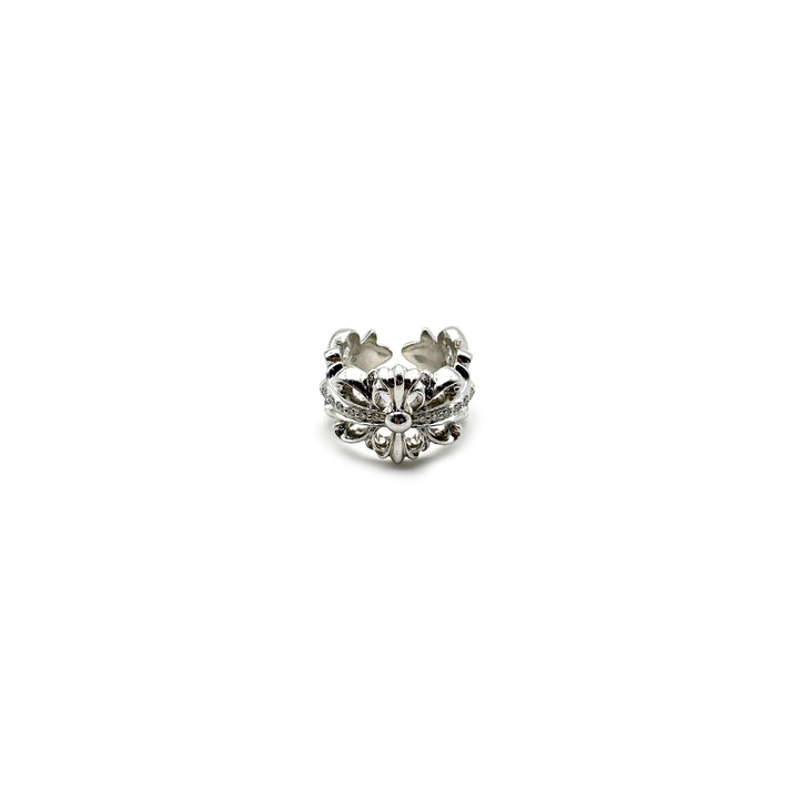 Chrome Hearts 18K White Gold Floral Cross Ring