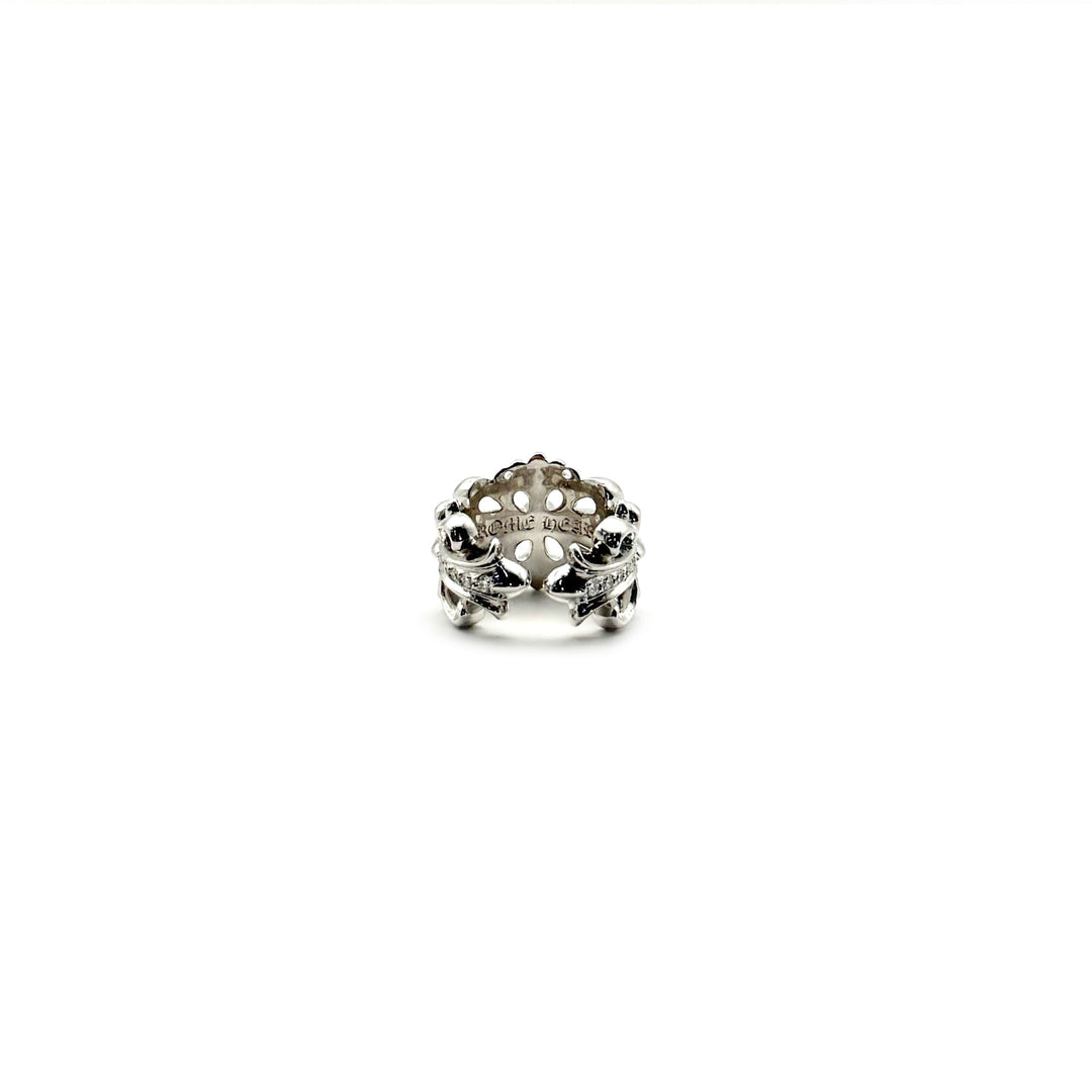 Chrome Hearts 18K White Gold Floral Cross Ring