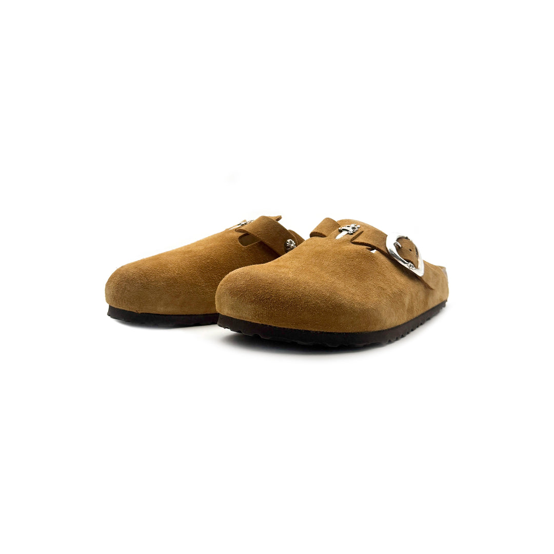 Chrome Hearts Birkenstock Silver Dagger Brown Buckle Suede Sandals