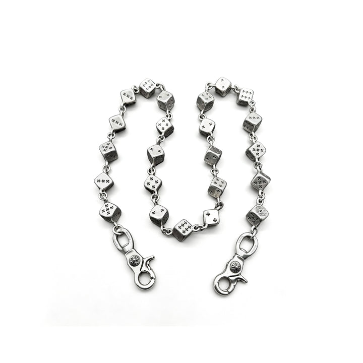 Chrome Hearts 1of1 Silver Dice 2 Clip Wallet Chain
