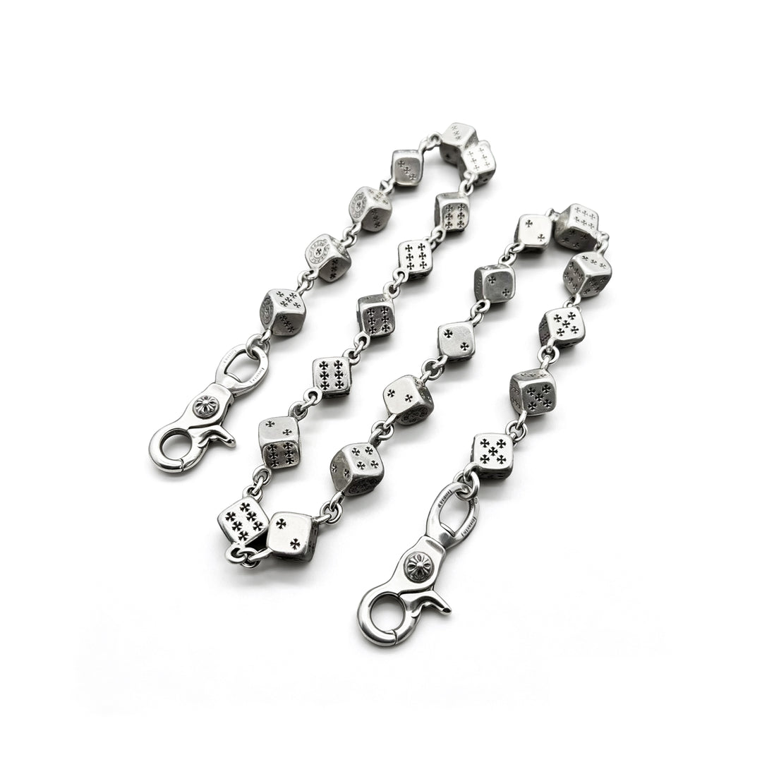 Chrome Hearts 1of1 Silver Dice 2 Clip Wallet Chain