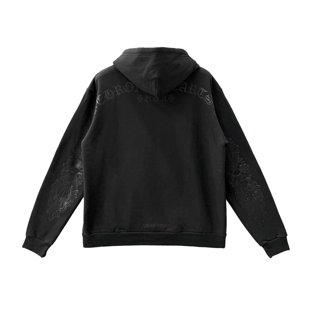 Chrome Hearts Online Exclusive Glitter Script Floral Sleeve Pullover Hoodie