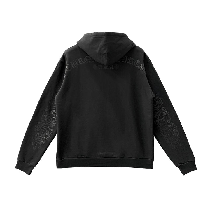 Chrome Hearts Online Exclusive Glitter Script Floral Sleeve Pullover Hoodie