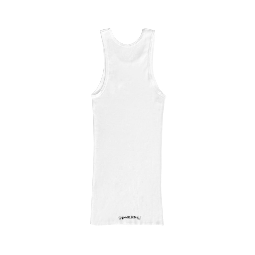 Chrome Hearts Blue Rhinestone Beaded BS Fleur Scroll Rib Tank Top
