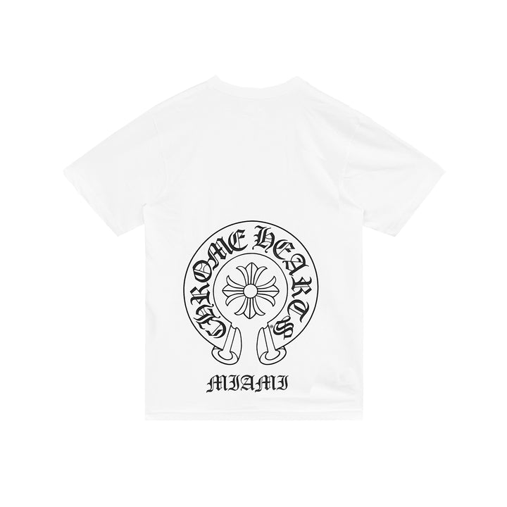 Chrome Hearts Miami Exclusive White Horseshoe Short Sleeve Tee