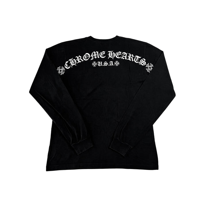 Chrome Hearts Black USA Script Long Sleeve Tee
