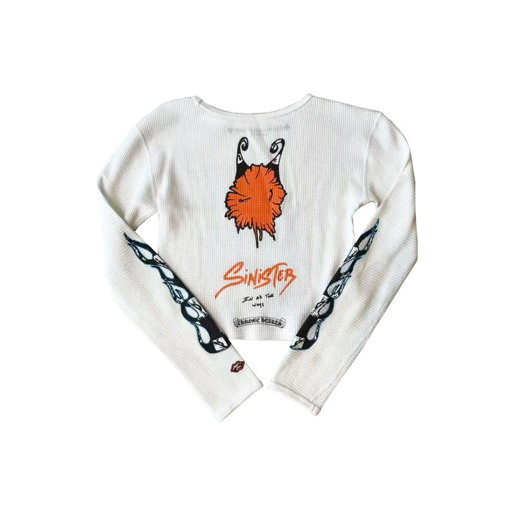 Chrome Hearts Matty Boy Sinister Waffle Thermal Cropped Long Sleeve Tee