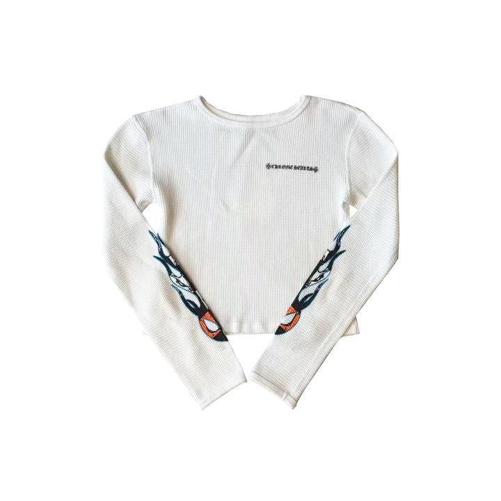 Chrome Hearts Matty Boy Sinister Waffle Thermal Cropped Long Sleeve Tee