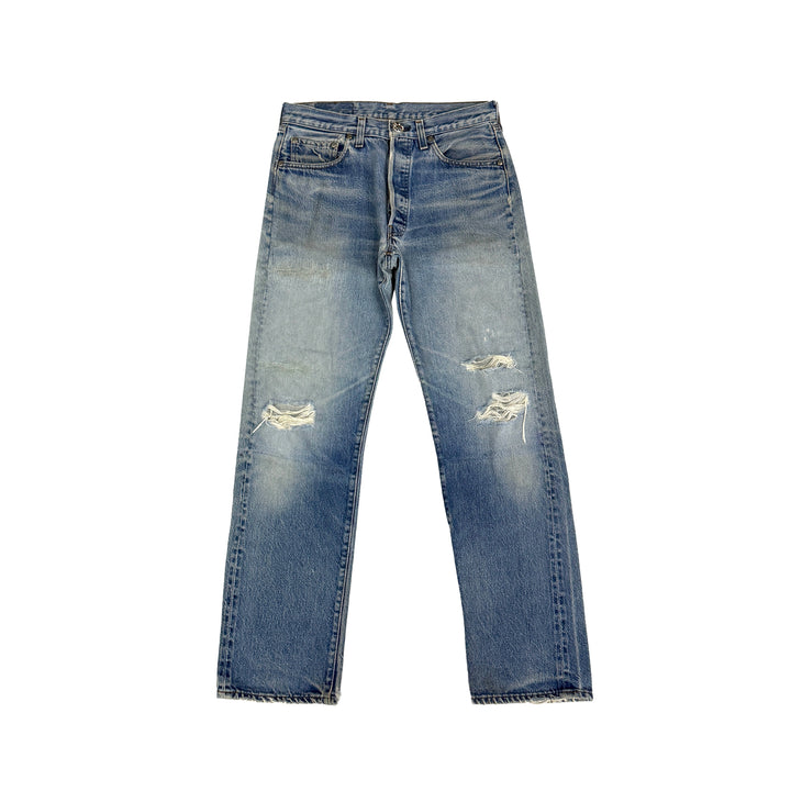 Chrome Hearts Levi's 501 Distressed Washed Blue Jeans