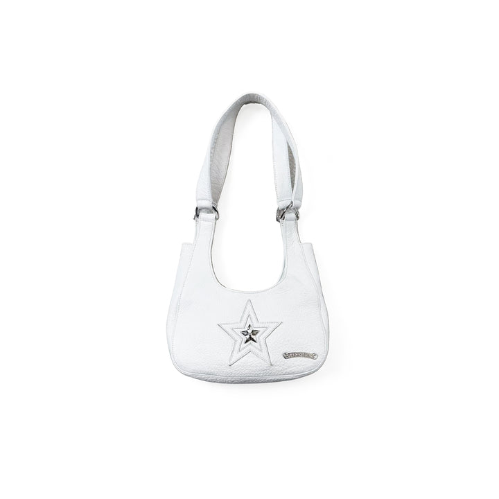 Chrome Hearts White Leather Star Patch Shoulder Hobo Underarm Bag