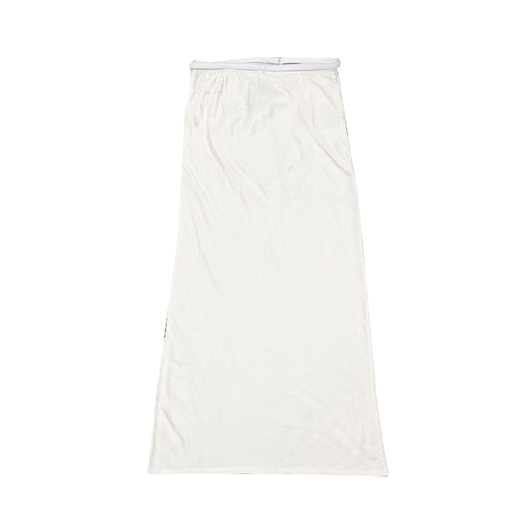 Chrome Hearts White Monogram Cross Silk Maxi Skirts With Belt