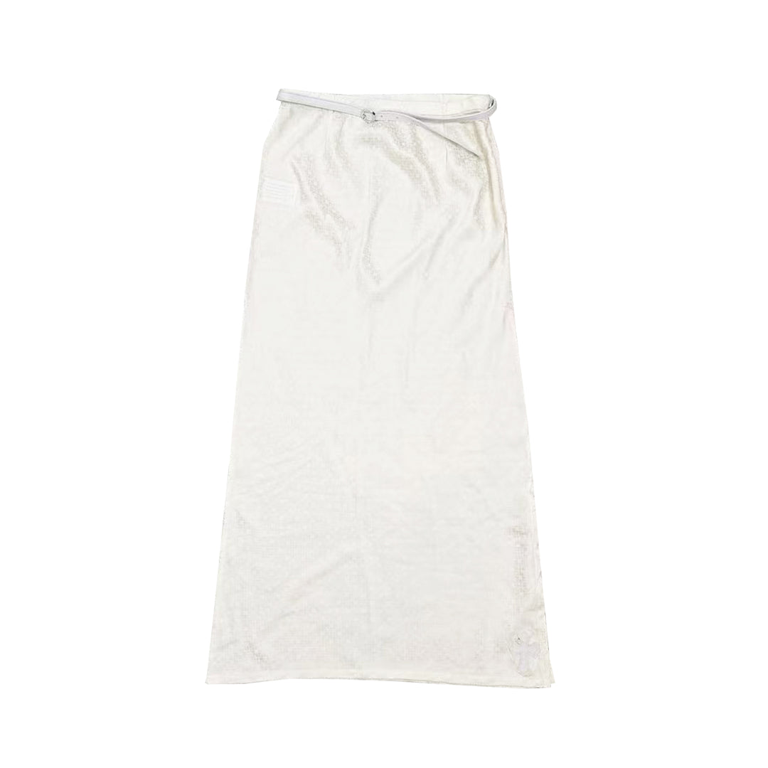 Chrome Hearts White Monogram Cross Silk Maxi Skirts With Belt