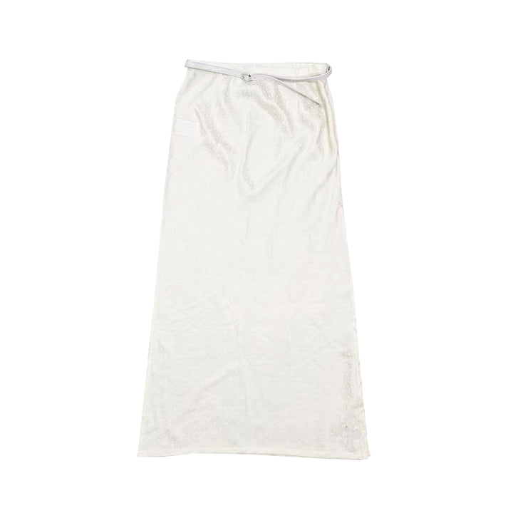 Chrome Hearts White Monogram Cross Silk Maxi Skirts With Belt
