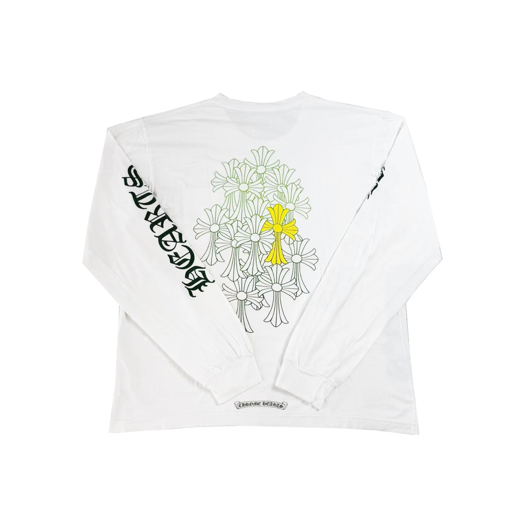 Chrome Hearts Cemetery Cross White Long Sleeve Tee