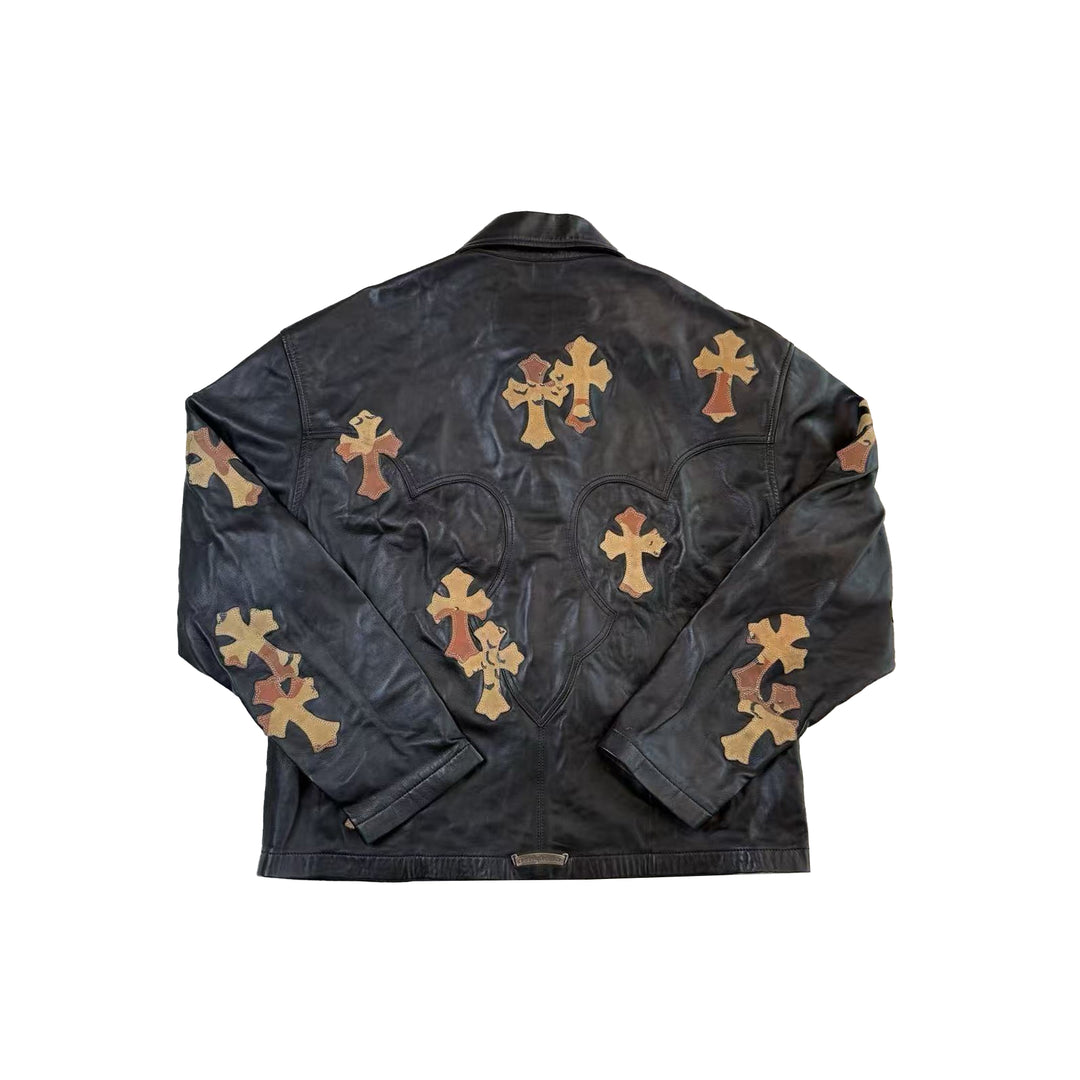 Chrome Hearts SEX POP-UP Desert Exclusive Camouflage Cross Patch Leather Jacket
