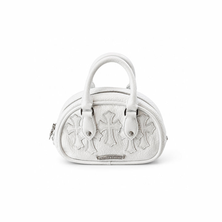 Chrome Hearts Leather Cross Patch White Mini Gym Bag