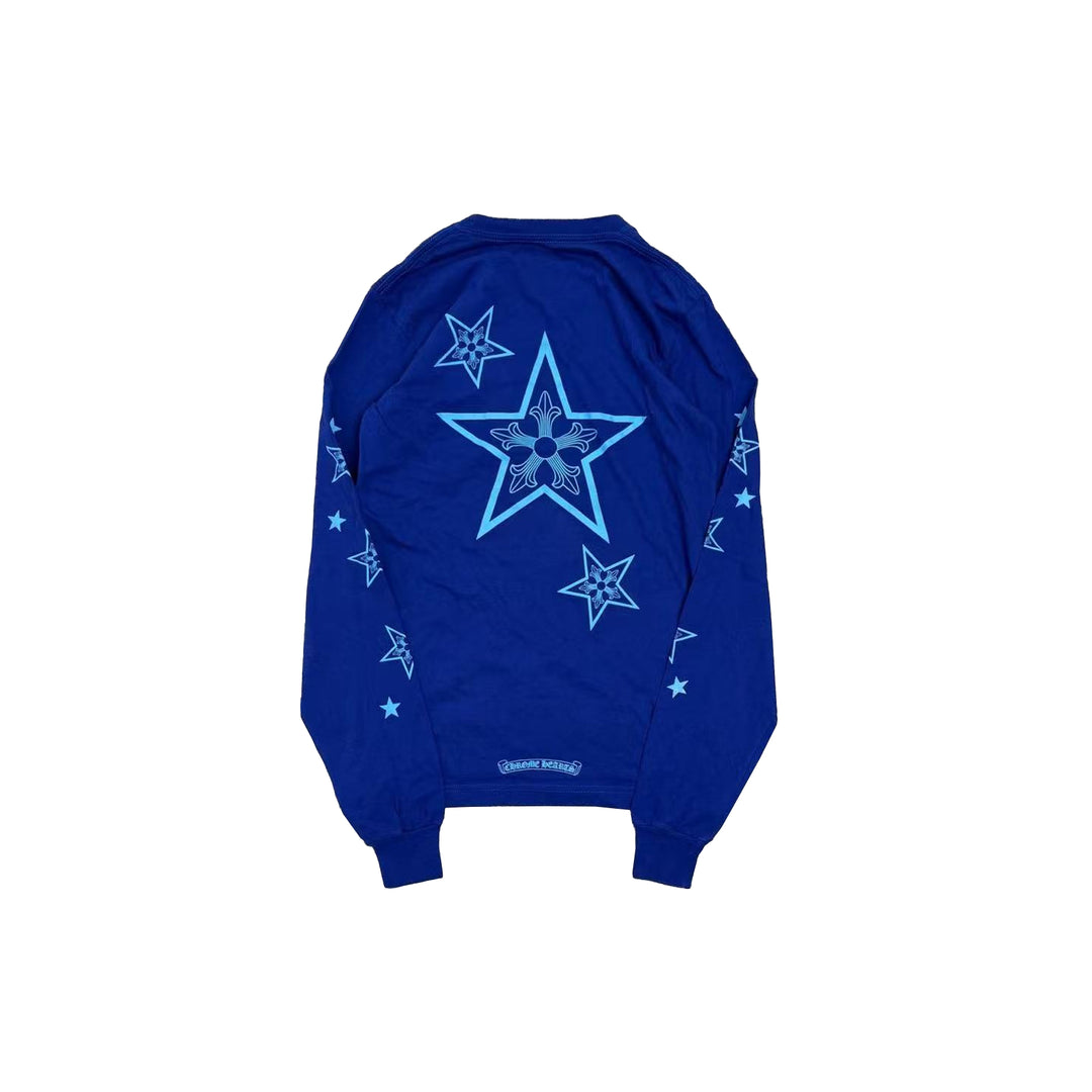 Chrome Hearts Blue Star Logo With Pocket Long Sleeve Tee