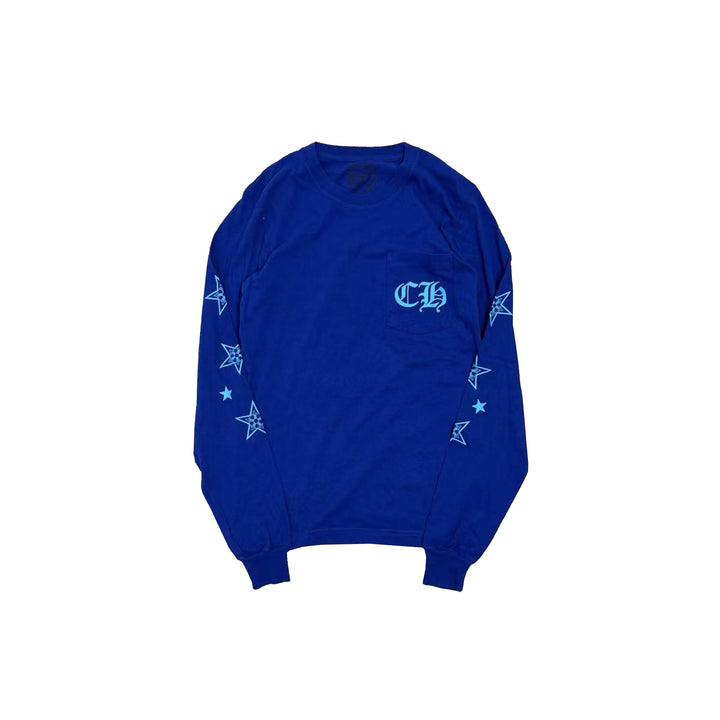Chrome Hearts Blue Star Logo With Pocket Long Sleeve Tee