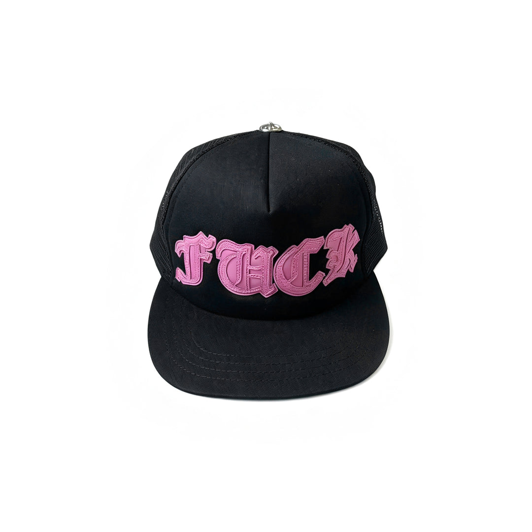 Chrome Hearts FUCT Pink Patch Black Trucker Hat