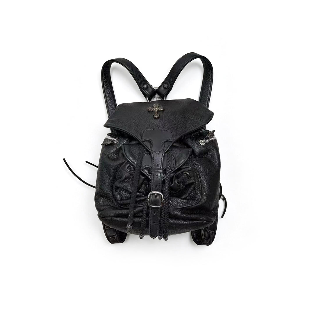 Chrome Hearts Mini Filigree Cross Black Leather Backpack