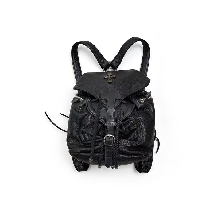 Chrome Hearts Mini Filigree Cross Black Leather Backpack