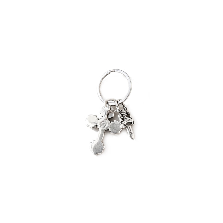 Chrome Hearts Sterling Silver Filigree Cross & Dagger Keychain