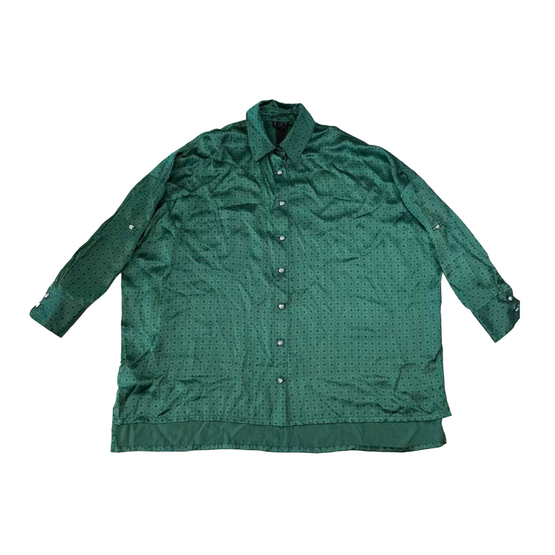 Chrome Hearts Tonal Monogram Cross Silk Malhal Kita Shirt