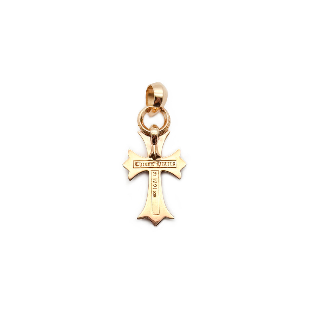 Chrome Hearts 22K Gold Diamonds Cross Charm Pendant