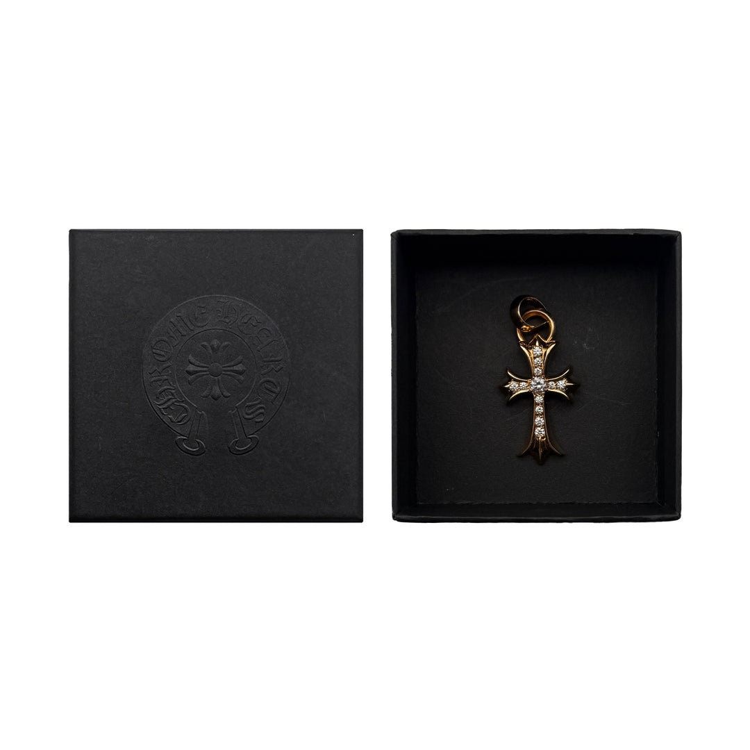 Chrome Hearts 22K Gold Diamonds Cross Charm Pendant