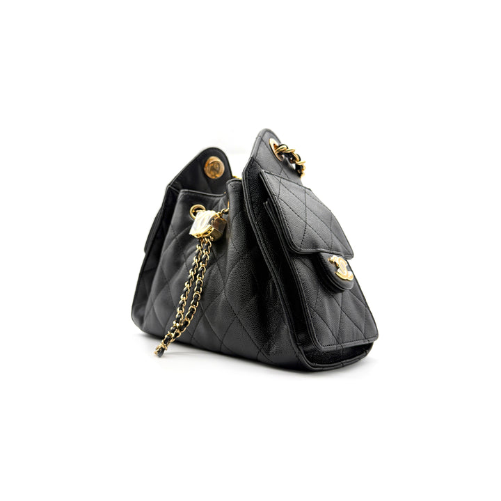 Chanel 26A 25Bag Black Quilted Caviar Mini Shoulderbag