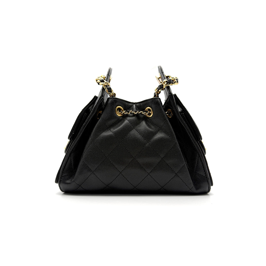 Chanel 26A 25Bag Black Quilted Caviar Mini Shoulderbag