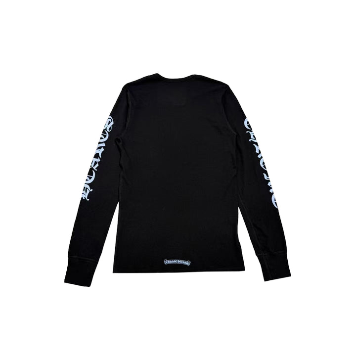 Chrome Hearts Blue Scroll Label Waffle Thermal Long Sleeve Tee